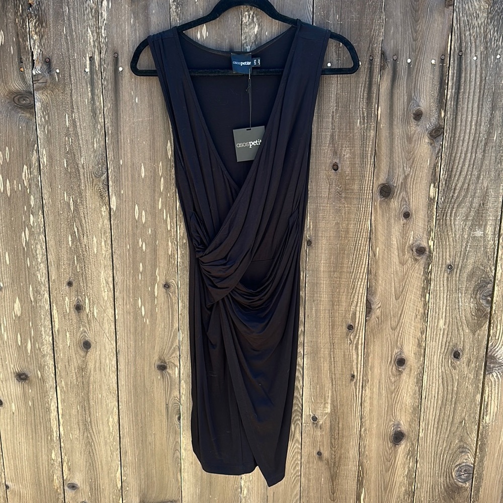 ASOS black faux wrap mini dress (8 Petite)